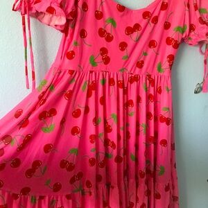 Cherry Printed Sweetheart Dress